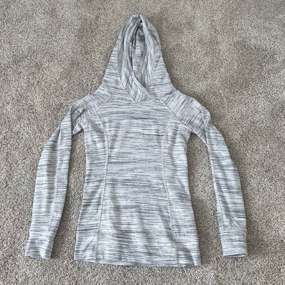 Lululemon Think Fast Hoodie, Size 4, Space Dye Camo White Silver Spoon - Picture 6 of 9